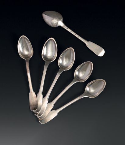 Six silver coffee spoons, plain model.
Province,...