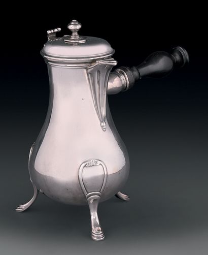 Small silver chocolate pot, baluster shape,...
