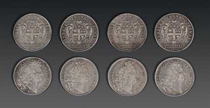FRANCE. Huit jetons en argent, Louis XIV,...