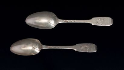 Two silver coffee spoons, model uni-flat,...