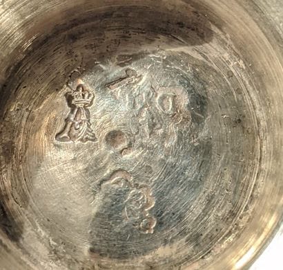 Silver tulip tumbler, the pedestal with gadroon...