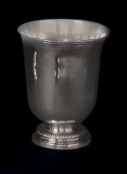 Silver tulip tumbler, the pedestal with gadroon...