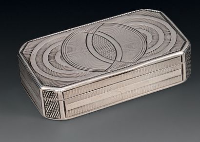 Rectangular silver snuffbox, with sides;...