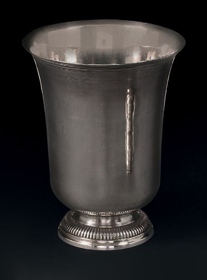 Silver tulip tumbler, the pedestal with gadroon...