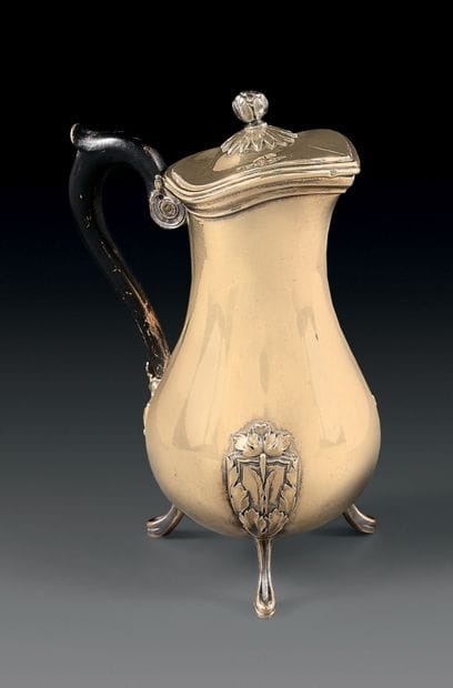 Small vermeil coffee pot, of baluster form,...