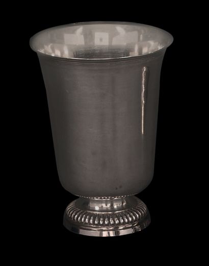 Silver tulip tumbler, the pedestal with gadroon...