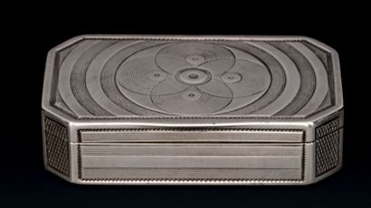 Rectangular silver snuffbox, with sides;...