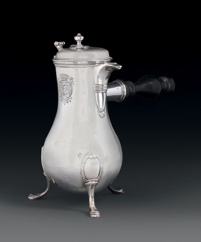 Silver chocolate box, of baluster form, standing...