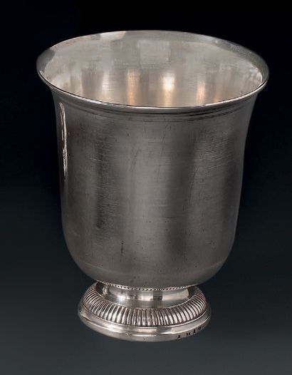 Silver tulip tumbler, the pedestal with gadroon...