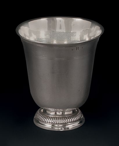 Silver tulip tumbler, the pedestal with gadroon...