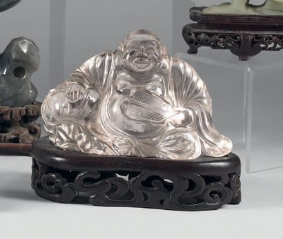 CHINE - XXe siècle.
Four rock crystal statuettes...