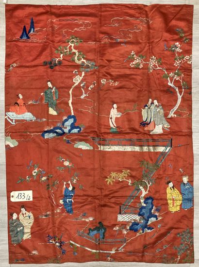 CHINE - XIXe siècle.
Set of two door curtains...