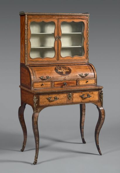 Bonheur-du-jour in wood veneer inlaid with...