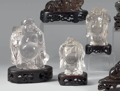 CHINE - XXe siècle.
Four rock crystal statuettes...