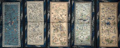 CHINE - XIXe siècle.
Set of eighteen rectangular...