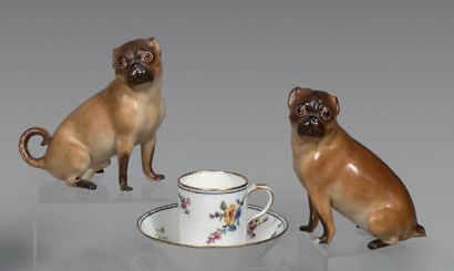 MEISSEN, XVIIIe siècle.
Pair of shaded brown...