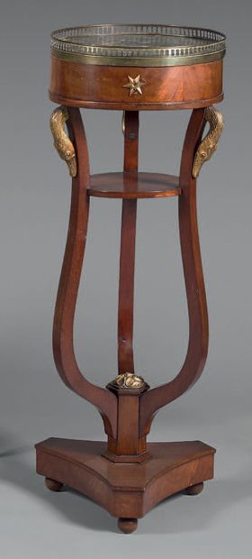 Mahogany and mahogany veneer saddle of round...