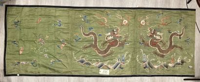 CHINE - XIXe siècle.
Rectangular green silk...