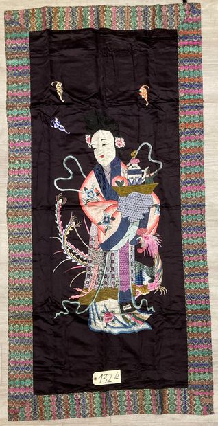 CHINE - XIXe siècle.
Set of two large rectangular...