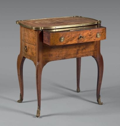 Small writing desk in mahogany and speckled...