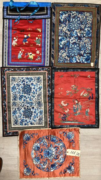 CHINE - XIXe siècle.
Set of thirteen rectangular...
