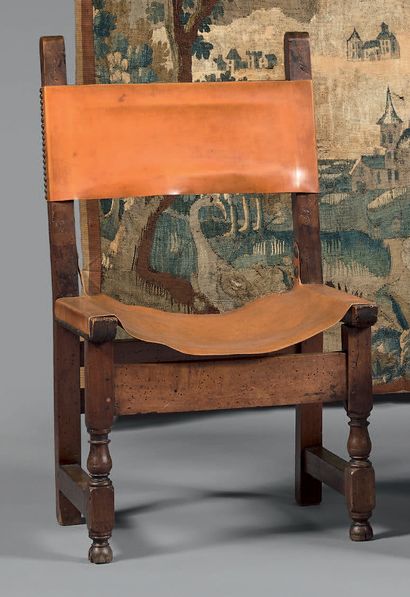 Chair in fruitwood, the back and the seat...