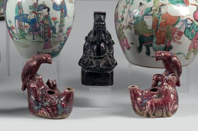 CHINE, Shiwan - XIXe siècle.
Pair of stoneware...