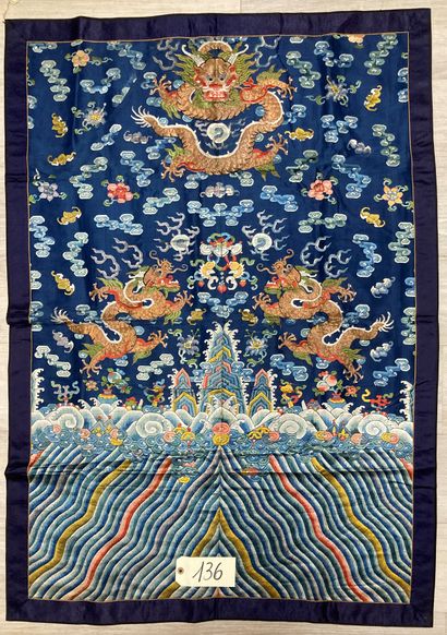CHINE - XIXe siècle.
Rectangular panel embroidered...