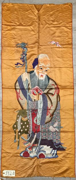 CHINE - XIXe siècle.
Set of two large rectangular...