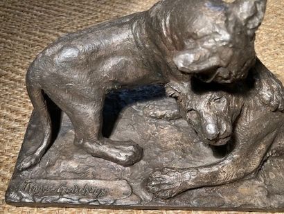 Roger GODCHAUX (1878-1958) :
LION CUBS PLAYING....
