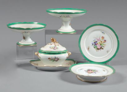 
Part of a porcelain cake service with polychrome...