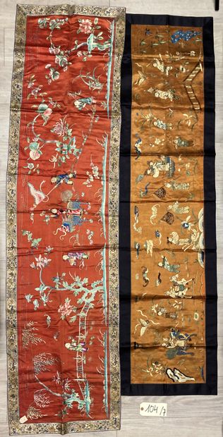 CHINE - XIXe siècle.
Set of seven rectangular...