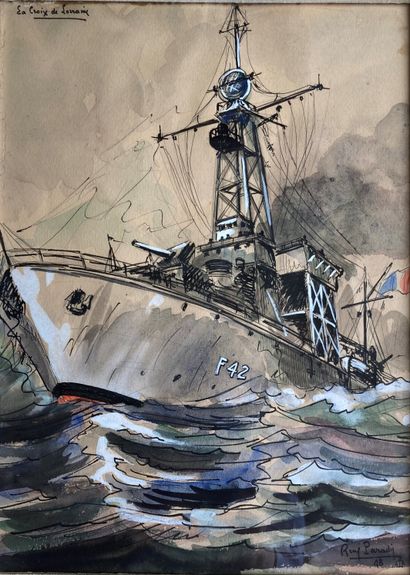 René PARADIS, painter of the Navy: CANONIÈRE...