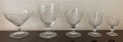 
Part of glass service in crystal with engraved...