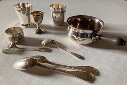 Silver plated set: small saucepan with flared...