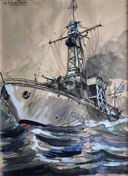 René PARADIS, painter of the Navy: CANONIÈRE...