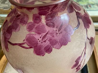 LEGRAS. Pair of opaque white glass vases...