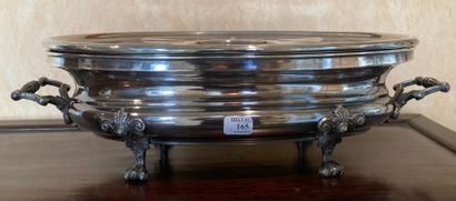 Oval-shaped silver-plated plate warmer, the...