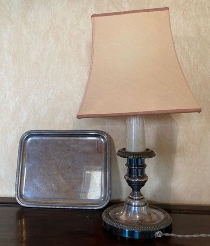 Lamp stand in the shape of a torch in silver...