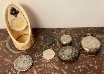 Silver set (800): a collar watch, the case...