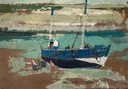 Jean-Alain SEINCE: FISHING BOAT AT THE CALFATAGE....