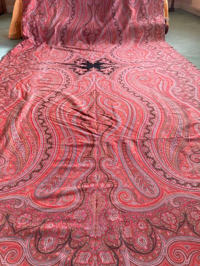 Large shawl in cashmere Lyonnais decorated...