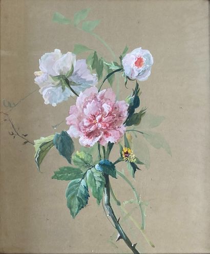 FRENCH SCHOOL circa 1900: BRANCH OF ROSES....