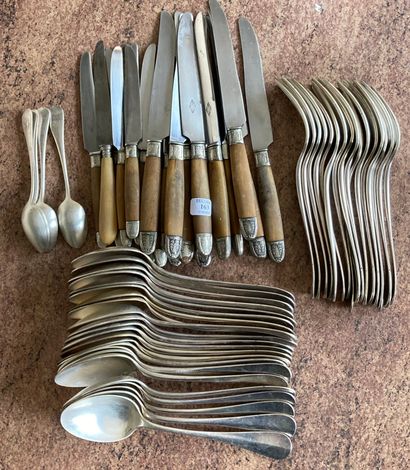 Set of silver plated flatware, uniplat model....