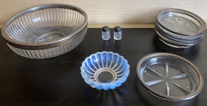 Crystal and silver set (950), including:...