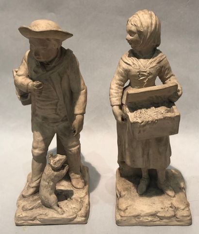Paire de statuettes en terre de Lorraine...