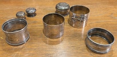 Four silver napkin rings (950): one engraved...