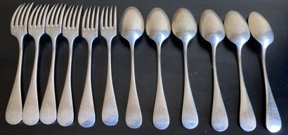 Suite of six silver cutlery (950), uniplat...