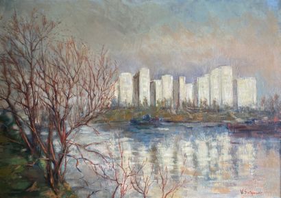 V. SEIGNEUR: EDGE OF THE SEINE. Oil on canvas,...