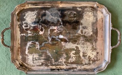 Large silver plated serving tray, the edge...